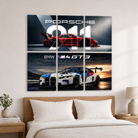 Set of 6 Aesthetic Car Wall Posters | Split Sports Racing Car Wall Art | A4 Size (8×12 Inch) | 300 GSM Cardstock | Bedroom, Living Room & Office Decor Paper Print (11.7 inch X 8.27 inch) Paper Print(11.69 inch X 8.27 inch, set of 6)