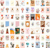 Kids Nursery Wall Collage Kit (Pack of 65) 250 GSM Premium Posters Vinyl(6 inch X 4 inch)