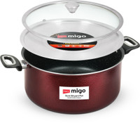 IMPEX Non Stick Induction Base Dum Biryani Pot 10L Capacity Sauce Pan 31 cm diameter with Lid 10 L capacity(Aluminium, Non-stick, Induction Bottom)