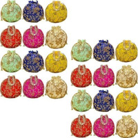 Rishabh Overseas Return Gift Potli Bag For Women Bulk Wholesale Embroidery Wedding Potli(Pack of 24)