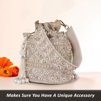 PLANX Classy Embroidery Traditional Design Wedding Party Potli Purse For Women Potli