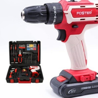 FOSTER FK 44-21 Cordless Screwdriver Machine | Dual Mode | Copper Armature | 30Nm | FK 44-21 21V screwdriver 44 pcs hand tool kit with two speed Cordless Drill(10 mm Chuck Size)