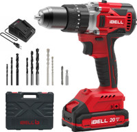 iBELL One Power Series 20V Cordless Impact Drill Brushless, BD20-80 Impact Brushless, 80Nm,1750 RPM, 2Ah Battery in BMC Box Cordless Drill(13 mm Chuck Size)