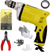 Digital Craft 10MM Electric Drill Machine 300W,13Pc HSS Drill Bit Set,Wire Stripper for Home Improvement, DIY Projects Pistol Grip Drill(10 mm Chuck Size)