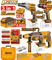 INGCO Cordless 3 pcs combo kit COSLI250591 Cordless Drill(13 mm Chuck Size)