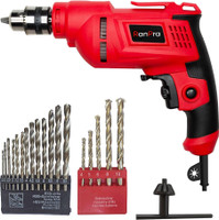 RanPra 10mm Corded Drill Machine, 600W 220V-50Hz Variable Speed Reversible | Drilling into Wood, Plastic, Glass & Metal With 19pcs Drill Bit Pistol Grip Drill(10 mm Chuck Size)