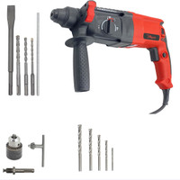 Hillgrove HGCM1046M3 26mm Hammer Impact Drill Machine with 5Pcs SDS Plus Bits,Drill Chunk (13mm) and 5Pcs Masonry Bits for Making Holes in Metal/Wood/Concrete HCM18 Hammer Drill(26 mm Chuck Size, 1200 W)
