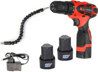 ISC 12V Cordless Drill Cum Screwdriver With 1 Flexible Bit Shaft, 2 Battery 1Charger XF-CD12 Pistol Grip Drill(10 mm Chuck Size)