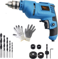 Hillgrove HGCM1099M3 700W Power Drill Machine with 5Pcs Wood Bits and 6Pcs Hole Saw Drill Bits for Making Holes in Metal/Wood/Concrete with Reverse Rotation HF0190 Pistol Grip Drill(10 mm Chuck Size)