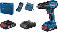 BOSCH GSB 185-LI /Driver With 23 pcs bit set, 1 GAL 18V-40 Quick Charger, 2 x GBA 18V 2.0Ah battery for Cordless Drill(13 mm Chuck Size)