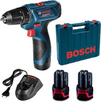 BOSCH GSR 120-LI, with 2xGBA 12V 2.0Ah Battery, GAL 1210 CV Charger, 21 Pcs Acc. - 12V Cordless Drill(10 mm Chuck Size)