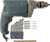 Inditrust 6-Month Warranty 100% Copper Winding 10mm Blue Electric drill machine with 13pc hss1pc Masonry & 10pc Gitti Screw set Pistol Grip Drill(10 mm Chuck Size)