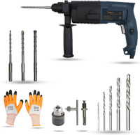 Hillgrove HGCM497M1 20mm Hammer Drill Machine with Drill Chunk,5Pcs HSS Bit Power & Hand Tool Kit(4 Tools)