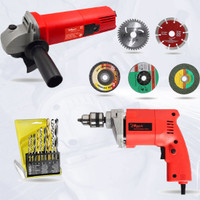 Hillgrove HG711M3 4inch Angle Grinder with 10mm Drill Machine for Making Holes Power & Hand Tool Kit(9 Tools)