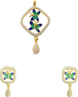 NJ Arts Yellow Gold Butterfly Bloom Charm Set 22kt NA Earring & Necklace Set