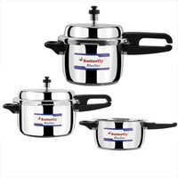 Butterfly Blueline 2.0L, 3.0 & 5.0 liter combo of 100% stainless steel 2 L, 3 L, 5 L Outer Lid Induction Bottom Pressure Cooker(Stainless Steel)