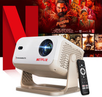 CrossBeats Lumex Flix (16000 lm / 1 Speaker / Wireless / Remote Controller) Portable with Home Cinema, Built-in Apps, 300”Display Projector(White)
