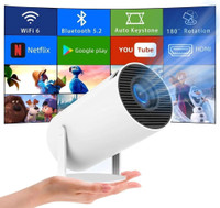 Truecode Android Projector 4K & 1080P, 4D Keystone, 270° Rotation, Device Compatible (2000 lm) Portable Projector(White)