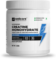 Wellcore Micronised Creatine Monohydrate | 100% Pure Creatine | Enhanced Absorption Creatine(250 g, Unflavored)