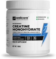 Wellcore Micronised Creatine Monohydrate | 100% Pure Creatine | Enhanced Absorption Creatine(100 g, Unflavored)