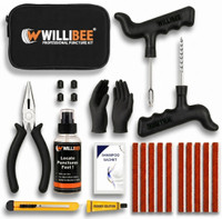 WILLIBEE 11-in-1 (Pack of 10 Strips) for Car & Bike | Puncher Kit (with Storage Bag) Tubeless Tyre Puncture Repair Kit