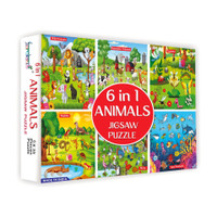 gurukanth 6 In 1 Animal World Jigsaw Puzzle Set-35 Pieces Each(5 Pieces)
