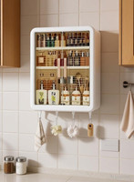Bhakti Wall-Mounted Self-Adhesive Bathroom & Kitchen Organiser with Doors and Shelves Stainless Steel Wall Shelf(Number of Shelves - 3, White)