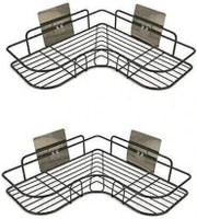 SIYA INFOTECH 2-Tier Wall Mounted Bathroom & Kitchen Storage Rack (Adhesive Mount) Steel Wall Shelf(Number of Shelves - 2, Black)