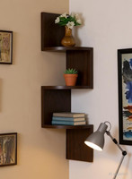 woodinzo MDF Zig ZAG Corner Wall Mount Shelf Unit/Racks and Shelves Wooden Wall Shelf(Number of Shelves - 3, Brown)