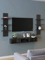 SMART SHOPPEE T.V Entertainment Unit Set Top Box Stand Wooden Wall Shelf(Number of Shelves - 4, Black)