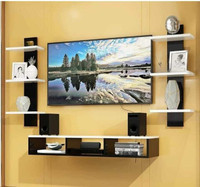 SMART SHOPPEE T.V Entertainment Unit Set Top Box Stand Wooden Wall Shelf(Number of Shelves - 4, Black, White)