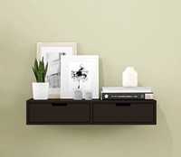 woodinzo Wall Mount Floating Wall Shelf with Drawer for Living Room Home Bedroom MDF (Medium Density Fiber) Wall Shelf(Number of Shelves - 2, Black)