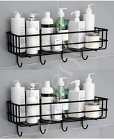 Zolento Zolento GI Self-Adhesive Wall Shelves for Bathroom Organizer/ Storage/ Rack Iron Wall Shelf(Number of Shelves - 1, Black)