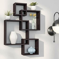 Himanshu Craft Wooden Intersecting Wall Shelves for Living Room, Bedroom. MDF (Medium Density Fiber) Wall Shelf(Number of Shelves - 4, Black)