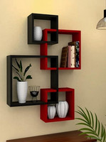 Himanshu Craft Living Room, Bedroom Wall Shelves, MDF Floating Wall ,Mount Shelf , Rack , Wooden Wall Shelf(Number of Shelves - 4, Red, Black)