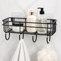 DALUCI Self Adhesive Bathroom Shelf for Wall Bathroom Organiser Without Drill Stainless Steel Wall Shelf(Number of Shelves - 1, Black)