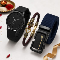Designer SF-89 Assorted Rakhi by Kkhatu1(1 Watch :: 1 Belt ::1 Rakhi :: 1 Roli :: 1 Chawal, 1 Kada)