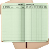 ANVIS Leather Hotel Register, 200 Sheets/400 Pages, (Hardbound Register) 1-Part Record Keeping Book(1 Sets)