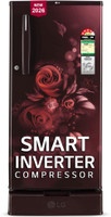 LG 185 L Direct Cool Single Door 4 Star Refrigerator with Base Drawer  with Smart Inverter Compressor, Runs on Home Inverter, Fit Max Chiller Tray & 2026 Model(Scarlet Euphoria, GLD1945ZOSE)