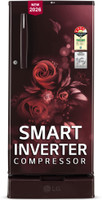 LG 185 L Direct Cool Single Door 4 Star Refrigerator with Base Drawer  with Smart Inverter Compressor, Runs on Home Inverter, Fit Max Chiller Tray & 2026 Model(Scarlet Euphoria, GLD1945ZOSE)