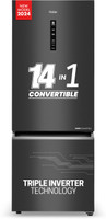 Haier 325 L Frost Free Double Door Bottom Mount 3 Star Convertible Refrigerator  with 3-Star 14 In 1 Convertible Modes, 1 Hour Icing Technology, Digital Control Panel(GE Black, HEB-333GB-P)