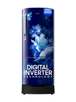 Samsung 223 L Direct Cool Single Door 3 Star Refrigerator with Base Drawer  with Digital Inverter, Single Touch Defrost, 2026 Model(Midnight Blossom Blue, RR24H2823UZ/NL)