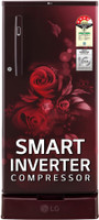 LG 185 L Direct Cool Single Door 4 Star Refrigerator with Base Drawer  with Smart Inverter Compressor & Smart Connect(Scarlet Euphoria, GL-D199OSEY)