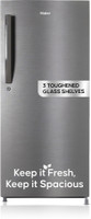 Haier 190 L Direct Cool Single Door 5 Star Refrigerator  with Toughned Glass ShelfLarge Vegetable Box(DAZZLE STEEL, HED-205DS-P)