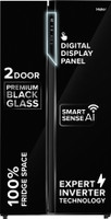 Haier 602 L Frost Free Side by Side 3 Star Convertible Refrigerator  with 2 Door Premium Glass Door |Convertible|Smart Sense AI|Expert Inverter|Digital Display Panel|Deo Fresh Technology(Black Glass, HRS-682KGU1)
