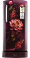 LG 210 L Direct Cool Single Door 5 Star Refrigerator with Base Drawer  with Smart Inverter Compressor, Moist 'N' Fresh, Fast Ice Making(Red WaterLily, GL-D231ARWU)