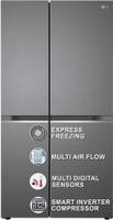 LG 655 L Frost Free Side by Side Refrigerator  with Smart Inverter Compressor, Express Freeze & Multi Air-Flow(Dazzle Steel, GL-B257HDSY)