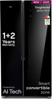 Godrej 600 L Frost Free Side by Side 3 Star Refrigerator  with Powered By AI, Smart convertible Zones With Digital Touch Panel(Black Glass, RS EONVELVET 600C RIT BK GL)
