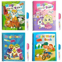 Magic Water Colouring Book For Kids | Reusable Children's Cartoon Images With Water Pen | Set Of 4(Hardbound, Target Publications)