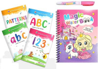 Writing Pracrice Book & Magic Water Colouring Book For Kids | Includes Abc Capital Letters, Small Letters, Number (1-10), Line Tracing Pattern And Reusable Water Colouring Book With 1 Pen | Pack Of 5(Hardbound, Target Publications)